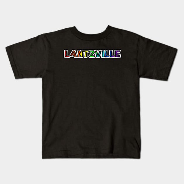 Town of Lantzville BC - Rainbow Text Design - Colourful Name Gift - Lantzville Kids T-Shirt by Bleeding Red Paint